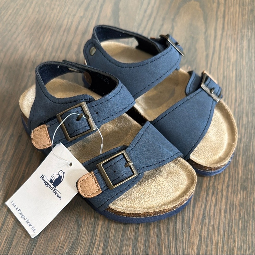 NWT Rugged Bear Toddler Navy Footbed Sandals Size 6